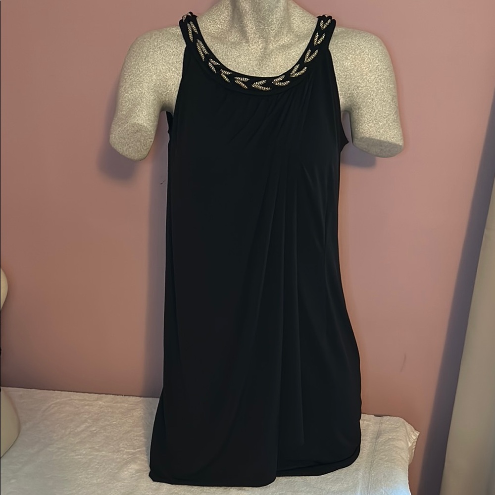 Donna Ricco Black Mini Dress with Silver Accents